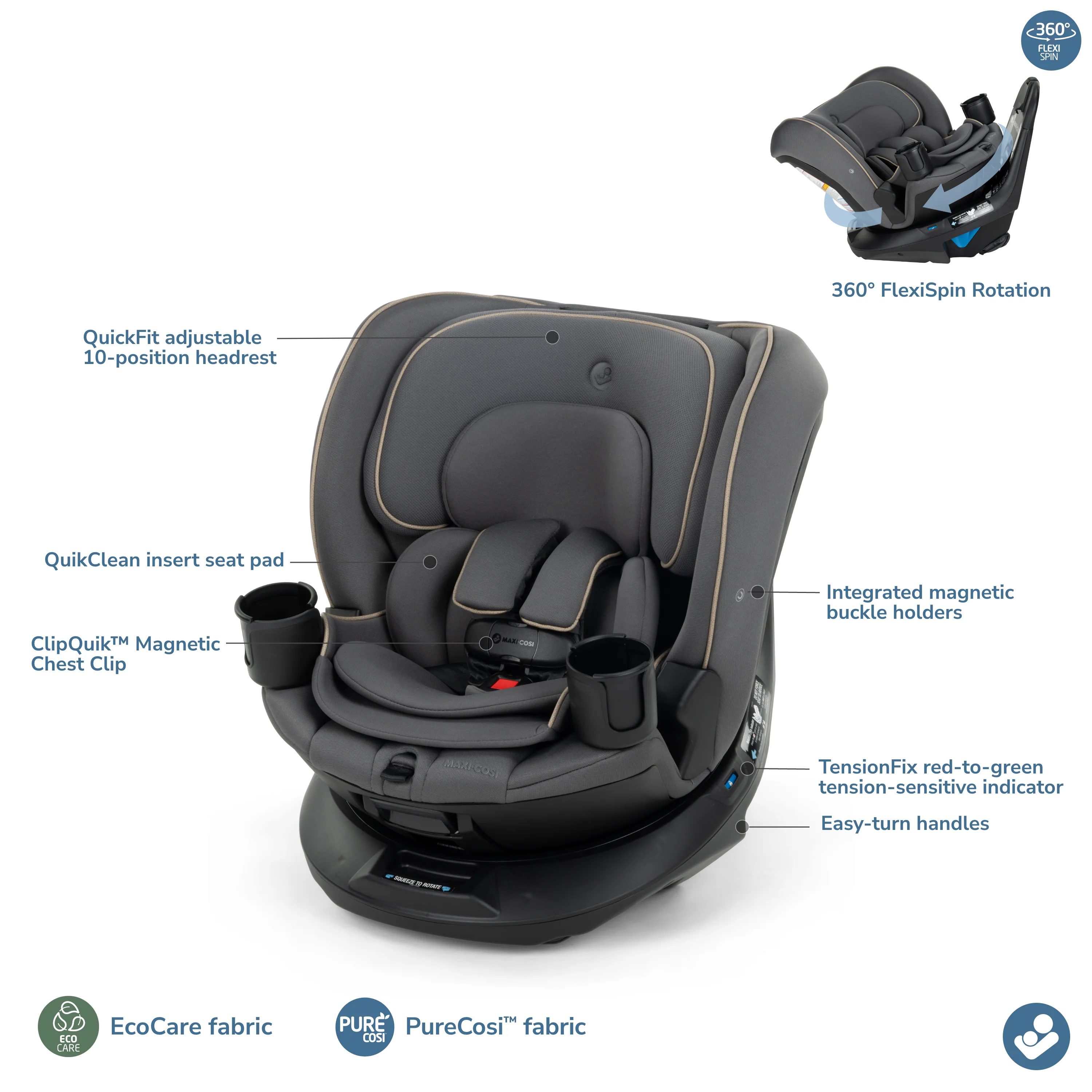 Andi 360° Rotating All-in-One Convertible Car Seat - Image 13