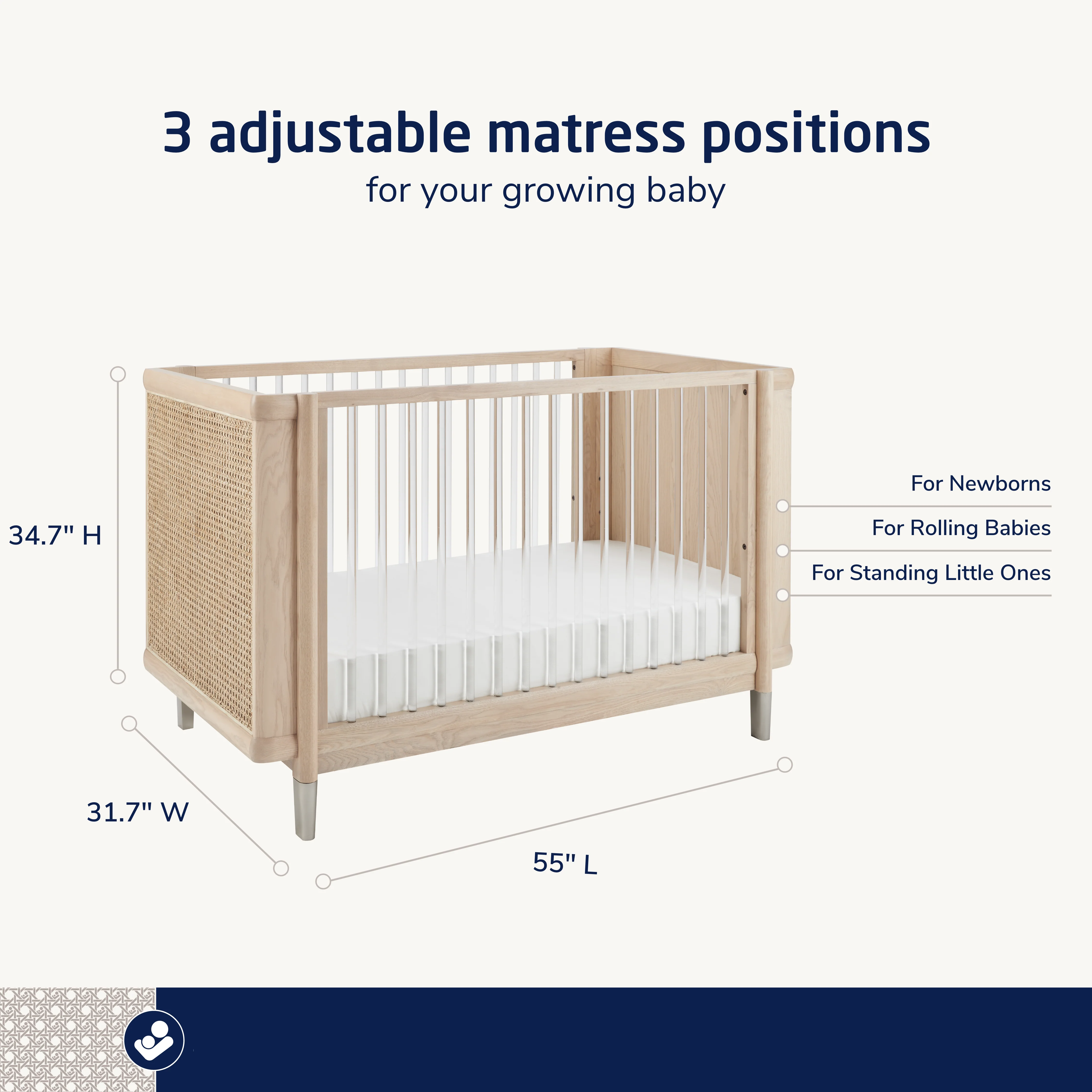 Brisa 4-in-1 Convertible Crib with Toddler Bed/Daybed Conversion Kit - Image 6