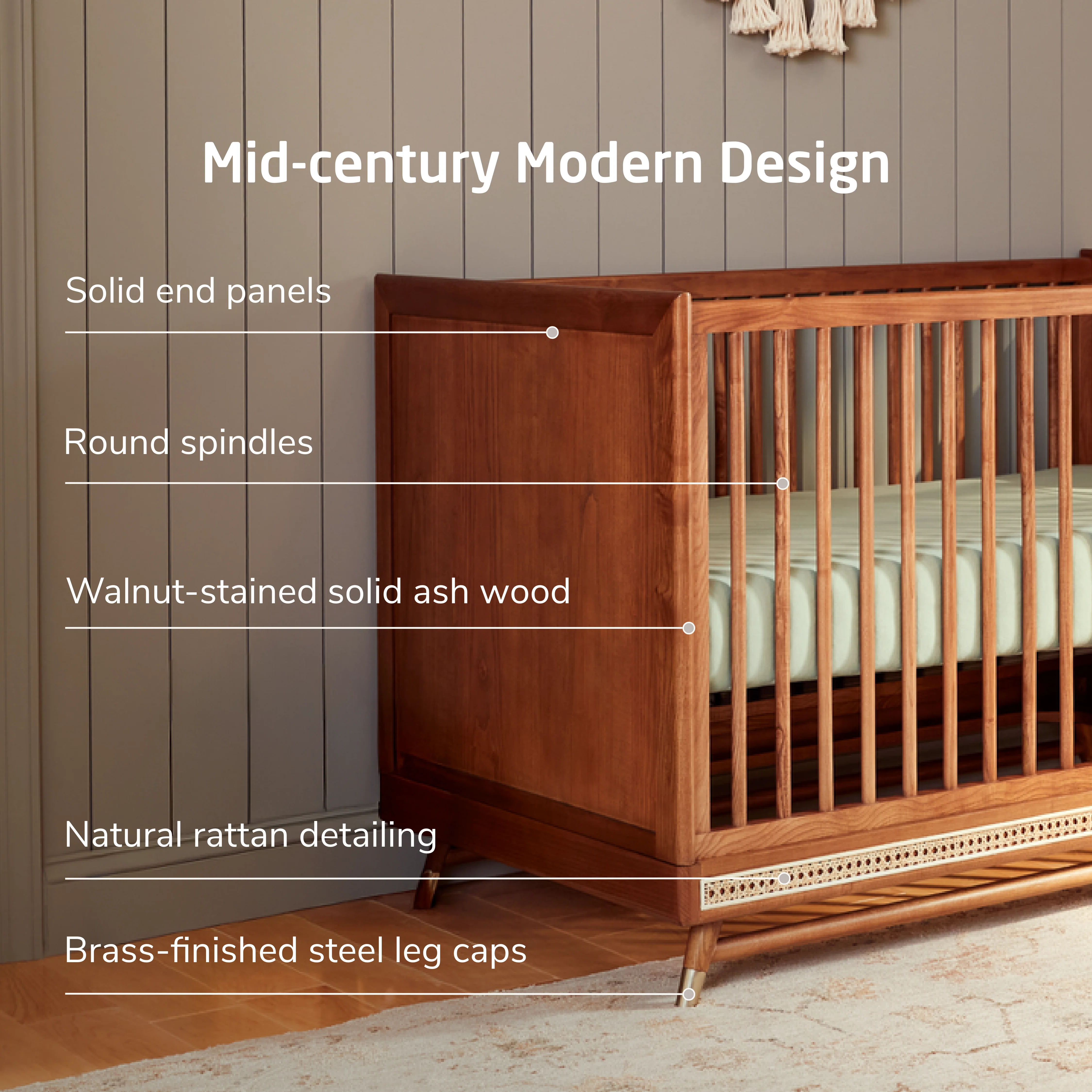 Everheart 4-in-1 Convertible Crib with Toddler Bed/Daybed Conversion Kit - Image 5