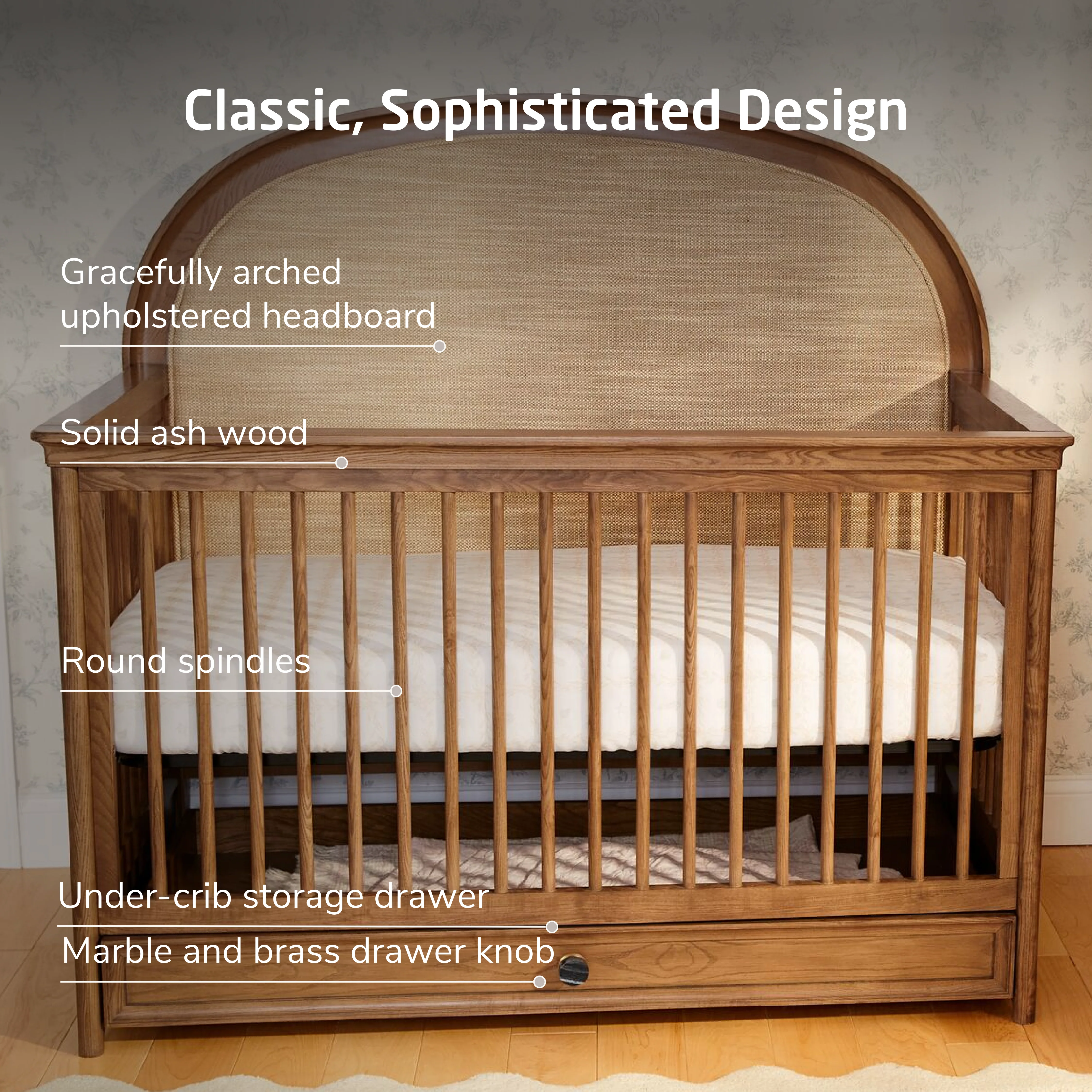 Quiet Luxury 6-in-1 Convertible Crib with Toddler Bed/Daybed Conversion Kit - Image 5
